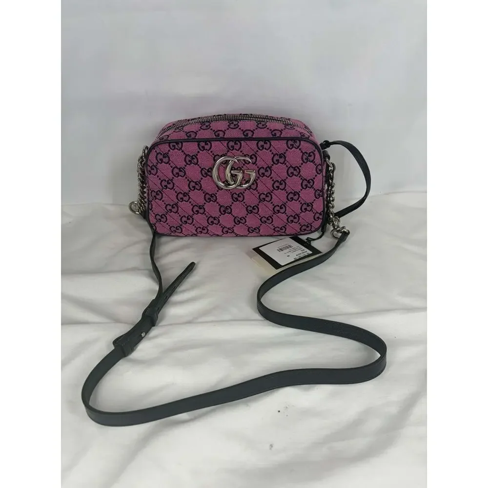 Gucci GG Marmont Shoulder Bag Diagonal Quilted GG Canvas Pink SPB JA-335380